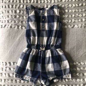 Carters blue plaid romper- size 12 mons